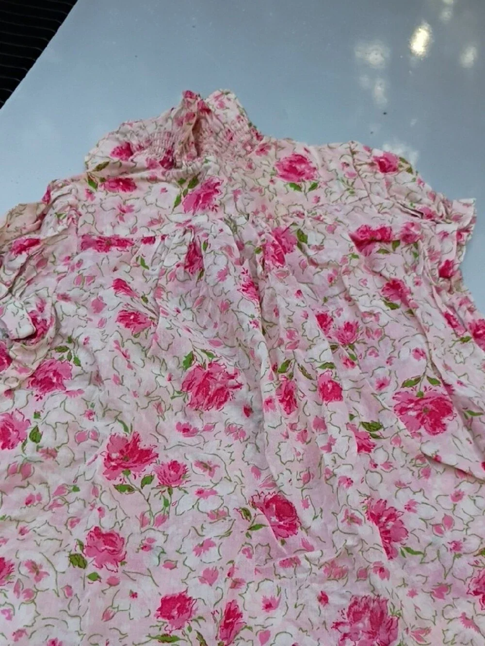Ralph Lauren Pink Floral Smocked Top